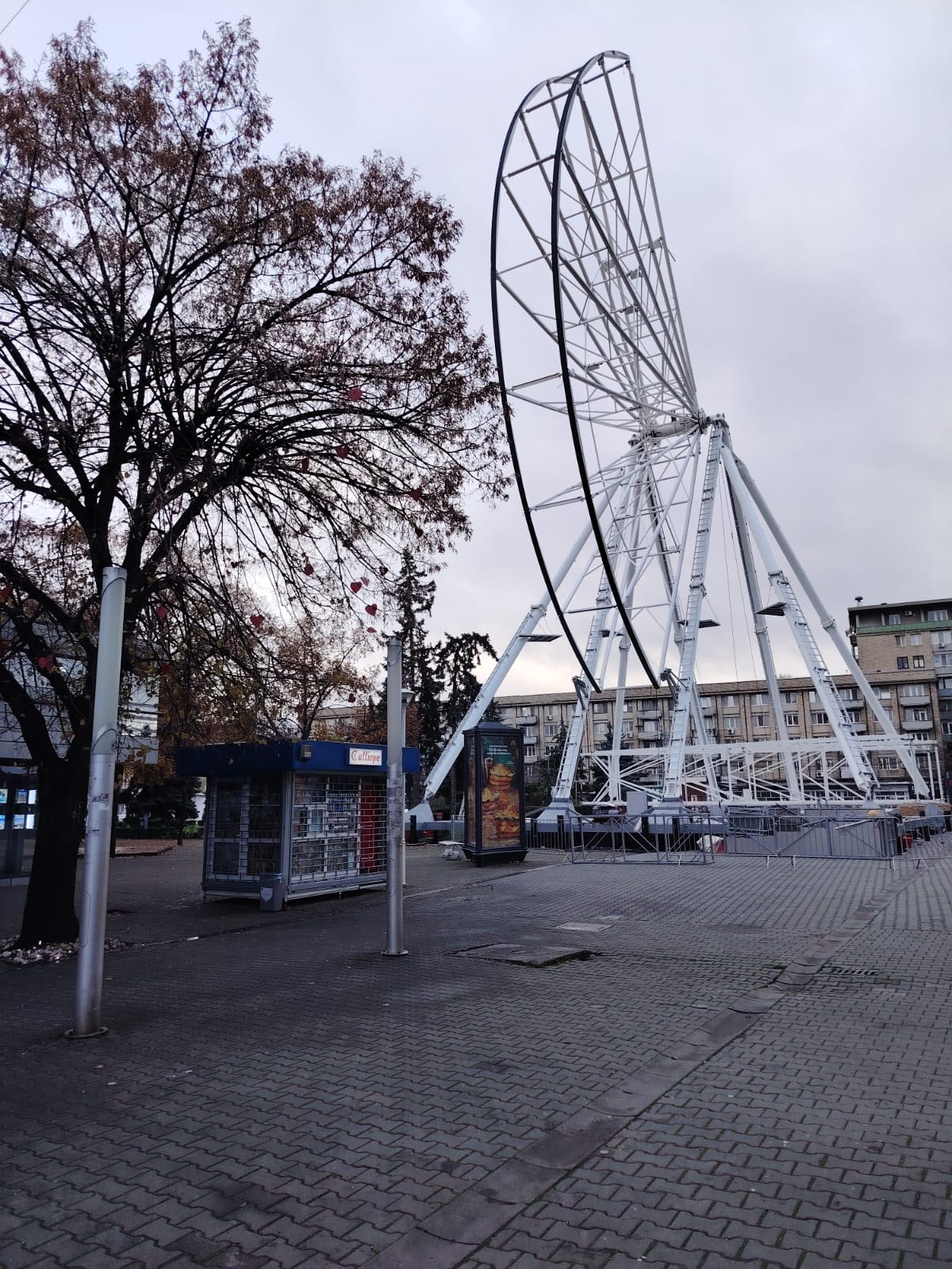 Patinoarul cu obstacole de la Ploiești, cu statuia lui Nichita Stănescu și cu tufișuri în mijloc: „Arbitrează marele poet”