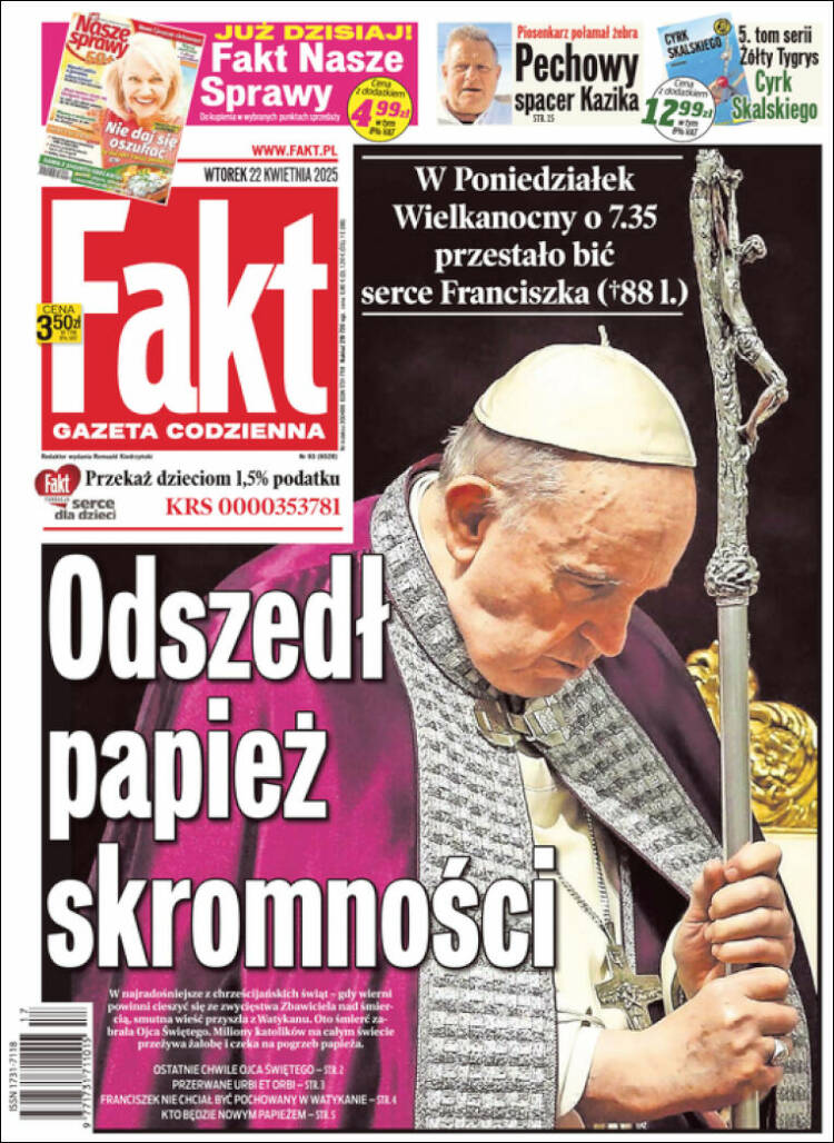 Titluri uriașe și imagini emoționante: cum au anunțat marile ziare ale lumii moartea Papei Francisc