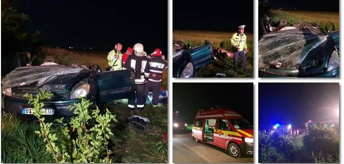 Accident extrem de grav pe o șosea în Timiș, cinci morți și un copil grav rănit. Mașina s-a rostogolit 50 de metri