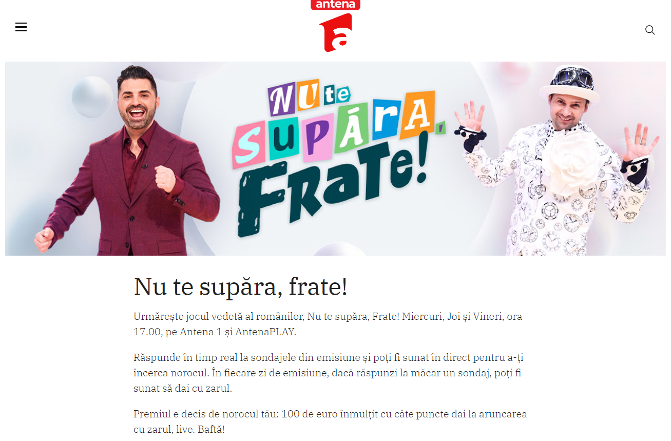 Prima ediție „Nu te supăra, frate!”, noua emisiune a lui Pepe de la Antena 1. Cine sunt vedetele care își fac apariția