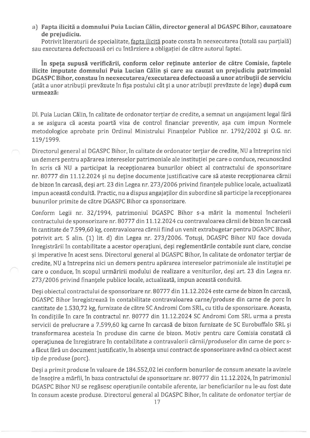 Scamatoriile șefului DGASPC Bihor, Lucian Călin Puia: a transformat bizonul donat în porc și le-a ascuns șefilor doi ani că are dosar penal