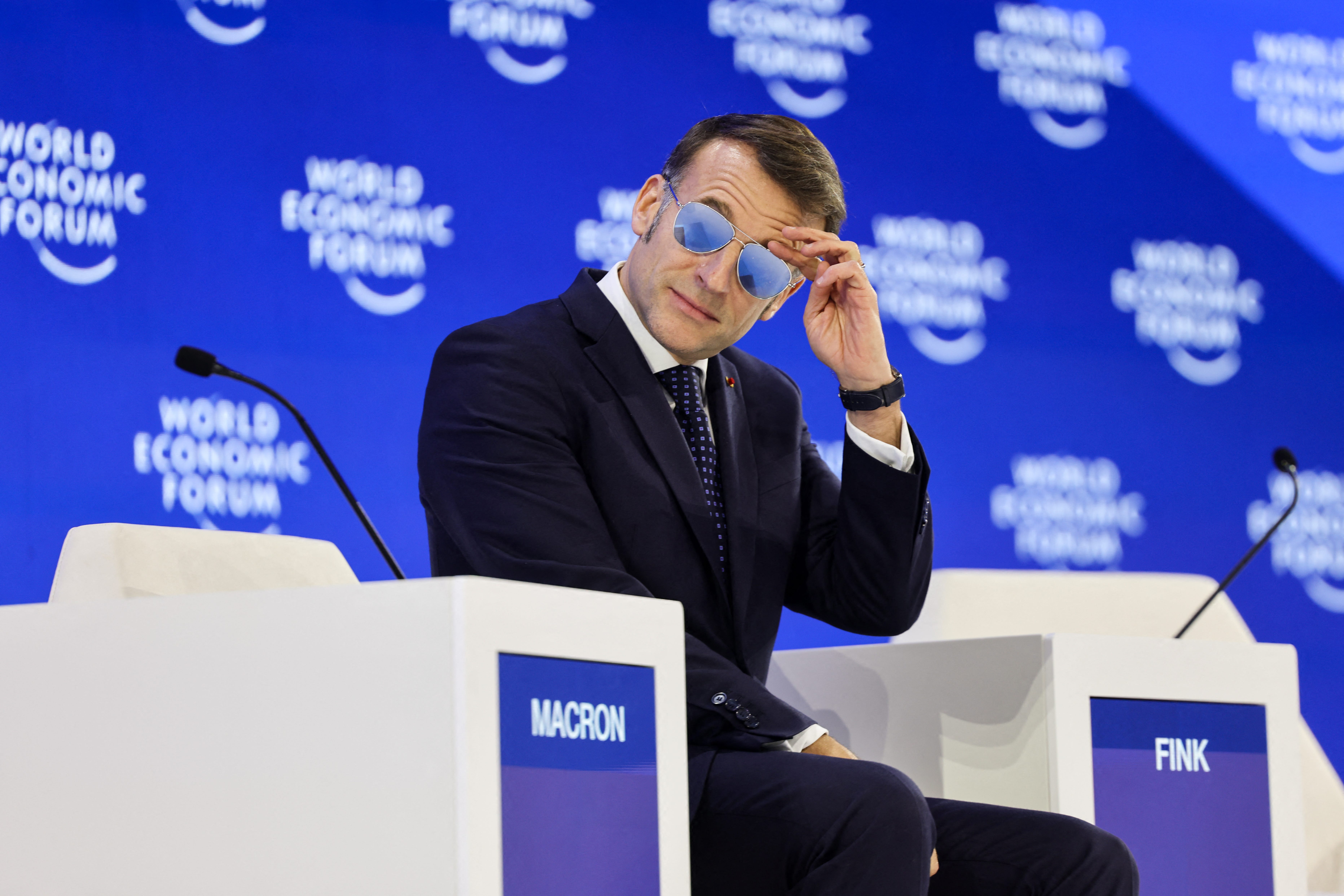 Macron's shades at Davos sent shares of a tiny Italian sunglasses