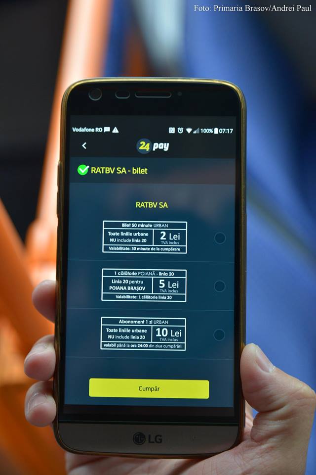 Biletele de autobuz în Brașov pot fi plătite și cu telefonul mobil