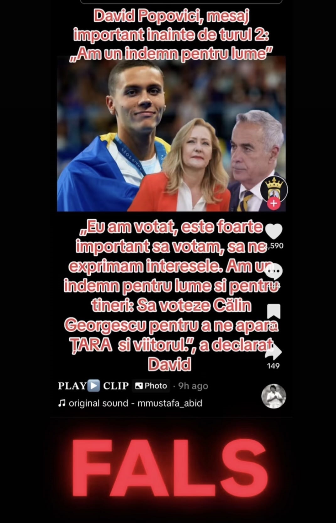David Popovici, ținta unui fake news: Cum a ajuns pe TikTok „să voteze Călin Georgescu”. Declarația inventată a marelui campion, virală pe net