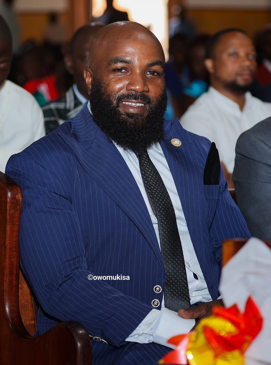 Bobi Wine's bodyguard Eddie Mutwe at the wedding church mass