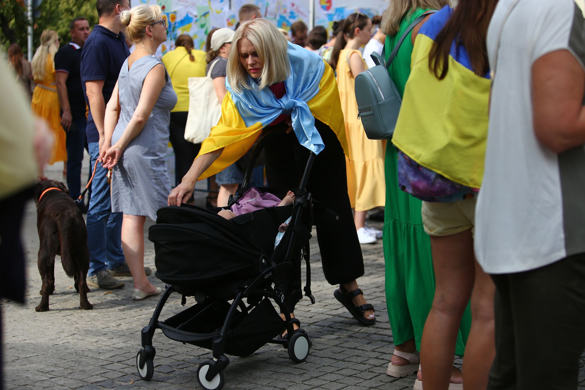 REPORTAJ. 150 de ucraineni au venit în fața ambasadei din București de ziua lor națională. „Vă mulțumim, oameni ai României”