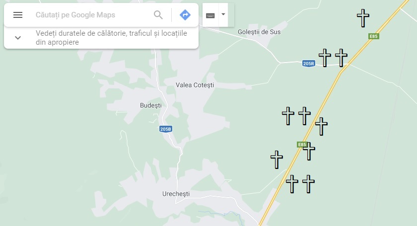 Drumul crucilor. Sunt 564 de cruci pe DN2 între București și Bacău, mai multe decât cele 550 de borne kilometrice dus-întors