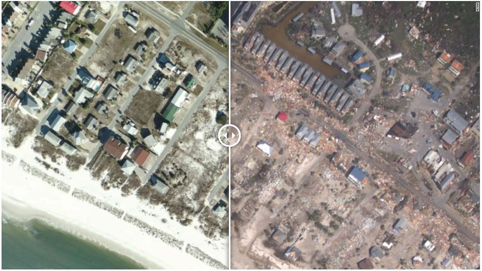 GALERIE FOTO| Mexico Beach din Florida înainte și după uraganul Michael. Imagini de coșmar surprinse din satelit