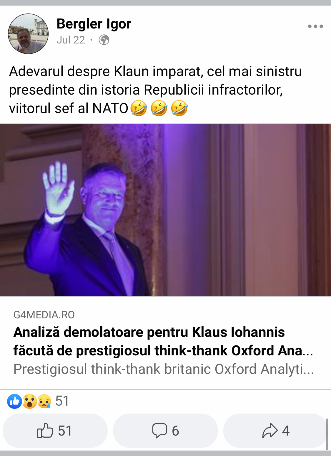 MAE a blocat propunerea scriitorului Igor Bergler la ICR Veneția. Postările de pe Facebook, inclusiv despre Iohannis, unul dintre motive. „Ăsta e motiv de blocat?”