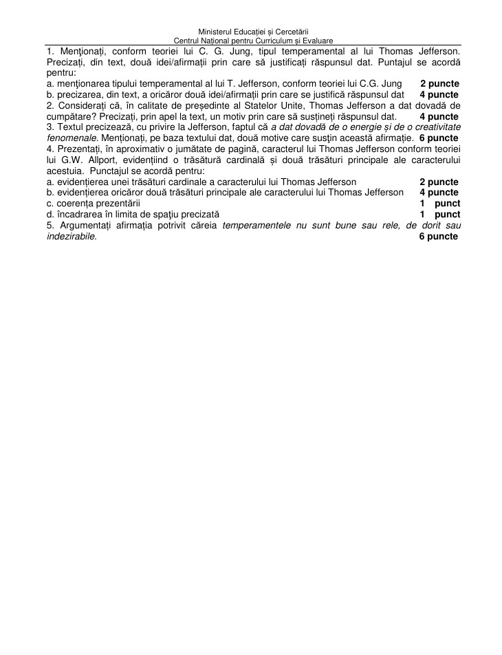 Subiecte Psihologie la Bac 2026. Baremul de corectare a fost publicat
