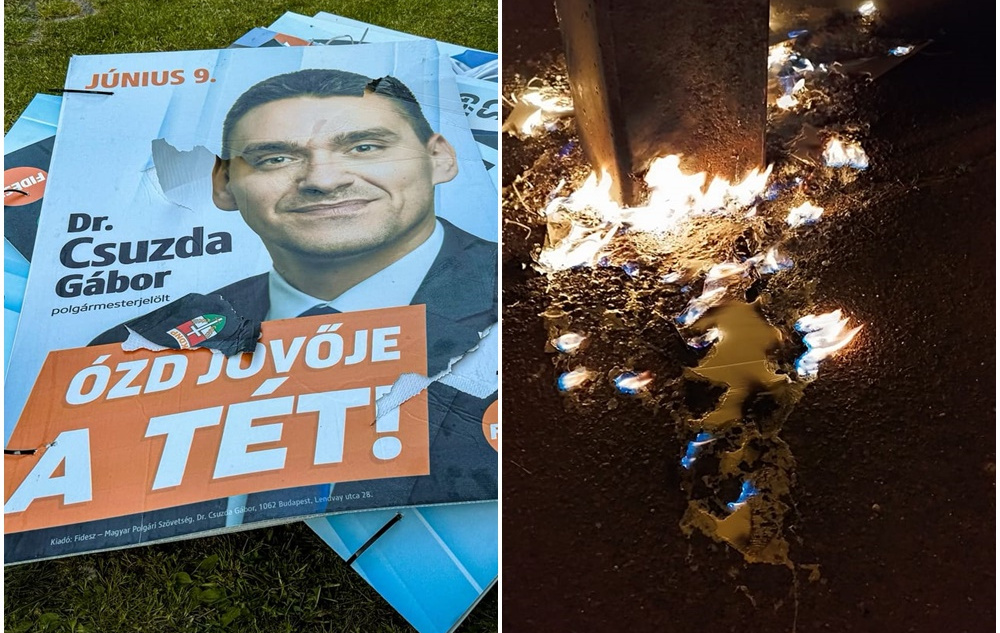 Budapest után Ózdon is felgyújtották a Fidesz plakátjait