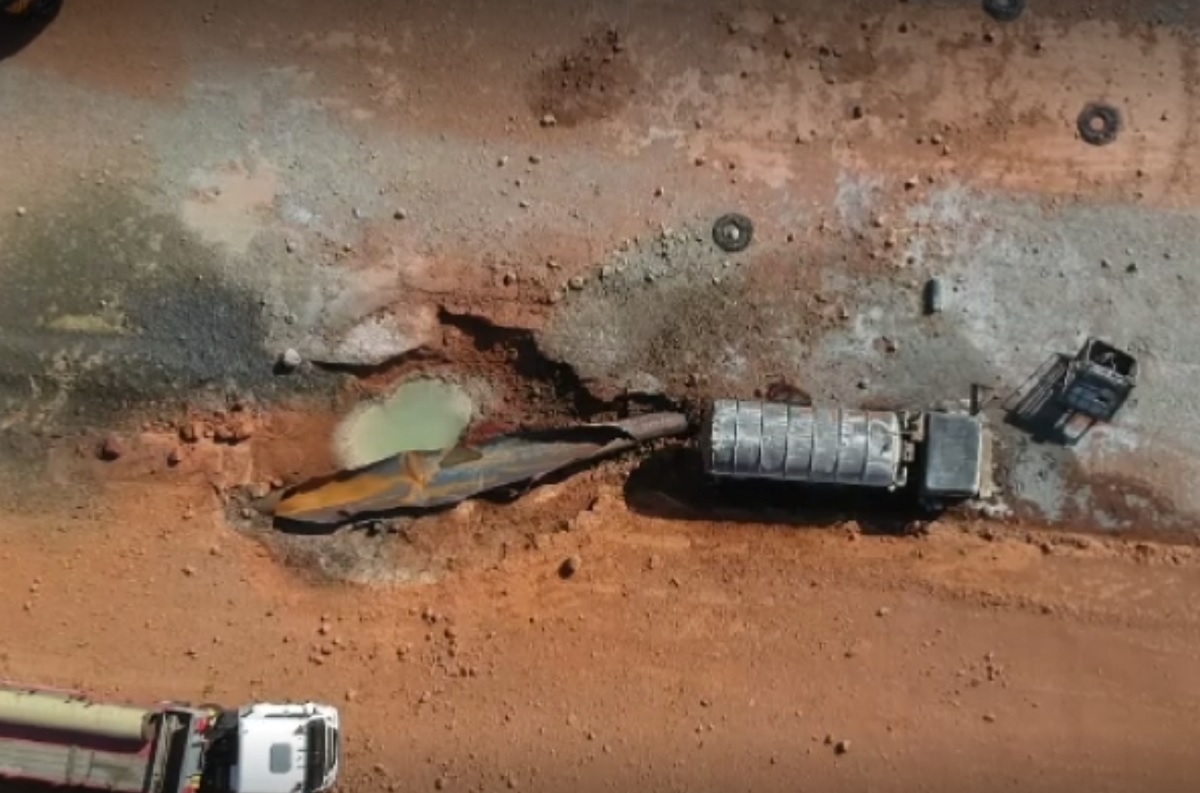 Imagini din dronă cu locul unde a avut loc explozia de pe șantierul Autostrăzii Moldovei