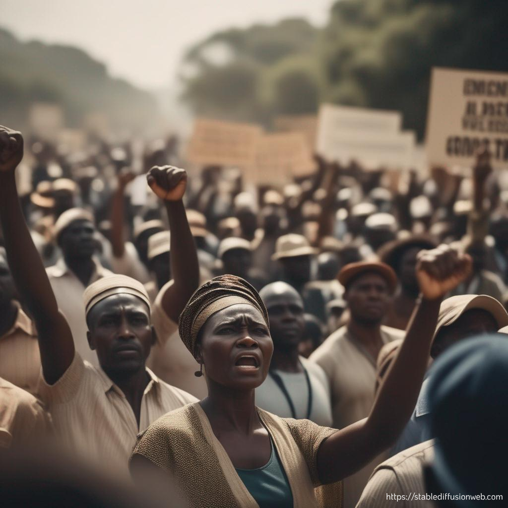 Citizens protesting against bad governance. [This image was created by Stable Diffusion]