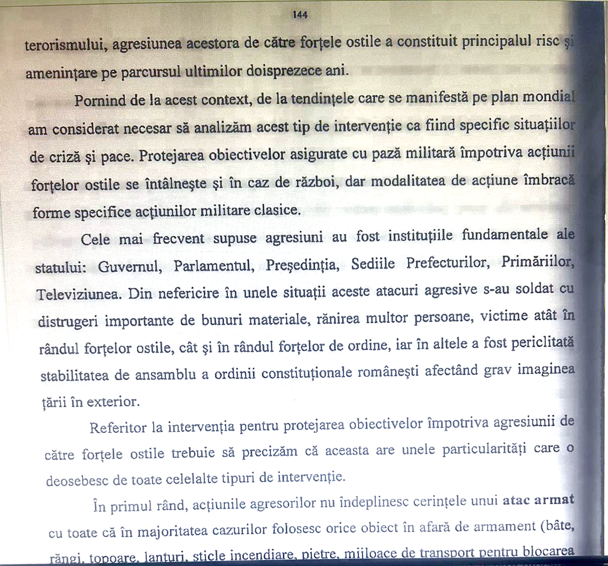 Libertatea prezintă pasaje din lucrarea de doctorat a șefului SPP Lucian Pahonțu, publicată în 2003. Istoric: „E în registrul mentalității lui Nicolae Ceaușescu, în care revoluționarii erau catalogați drept huligani”