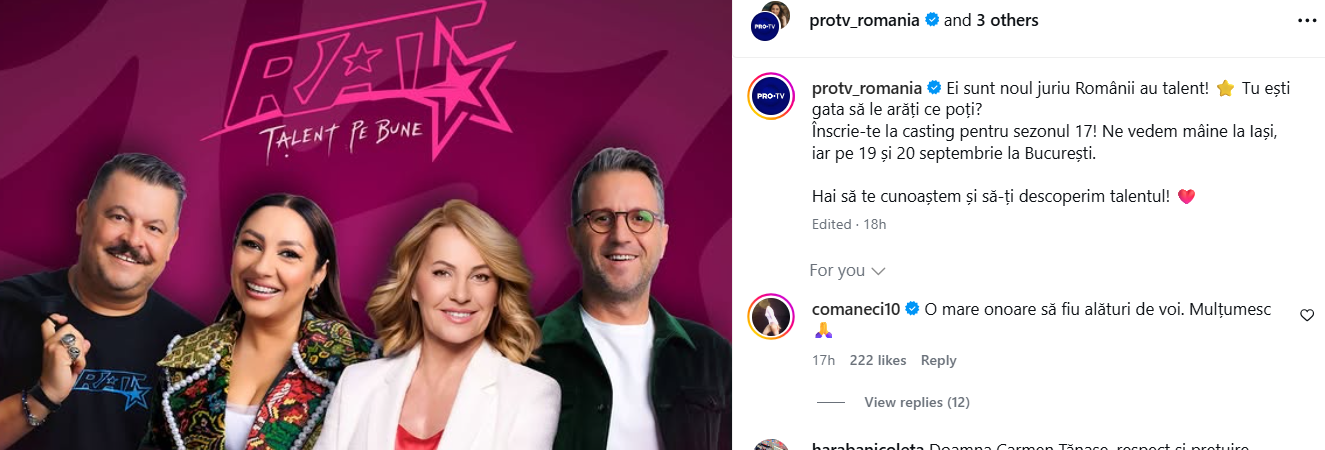 Pro TV a anunțat oficial noul juriu „Românii au talent” sezonul 17.