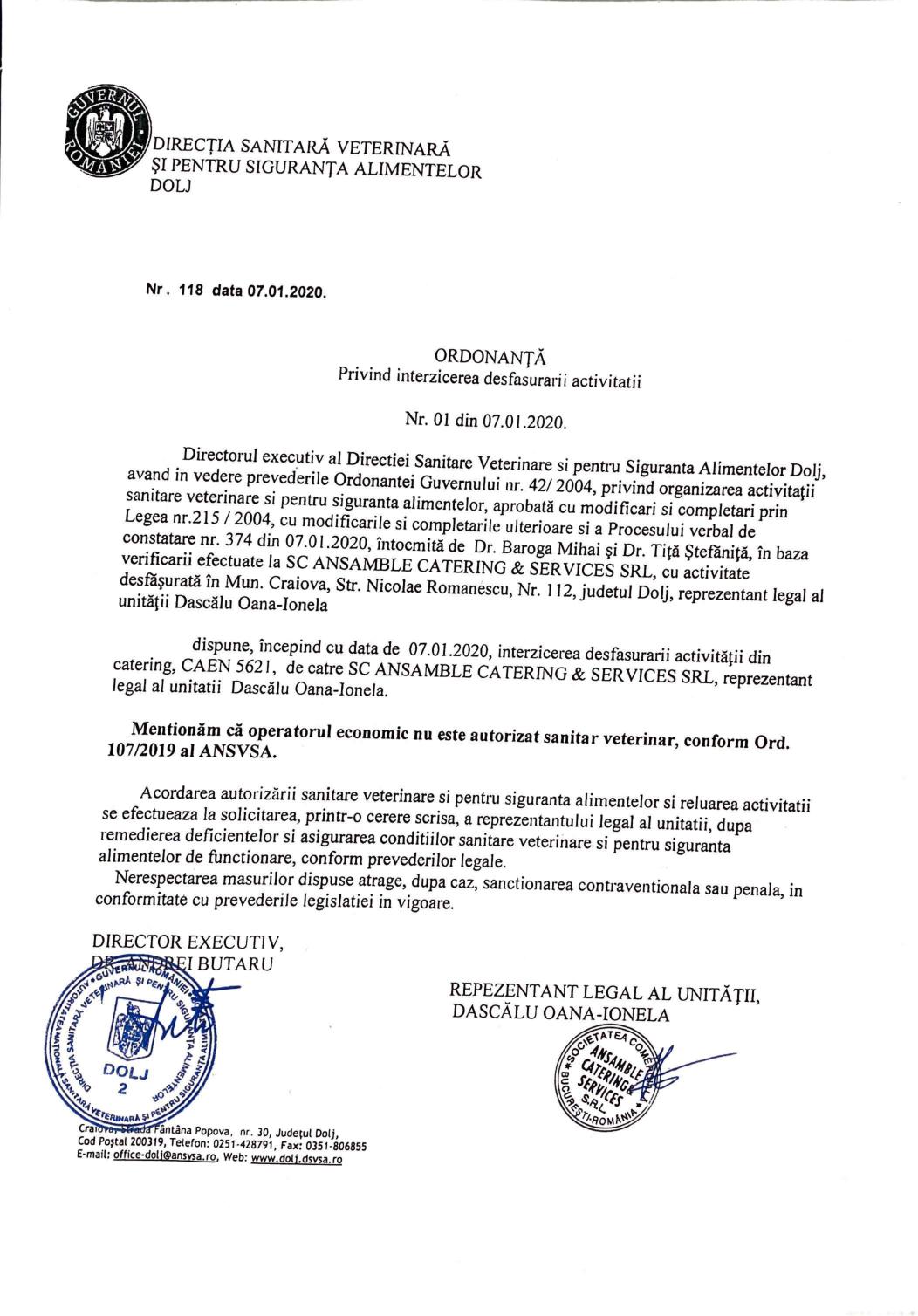 O multinațională livrează mâncare Spitalului din Craiova fără autorizație sanitar-veterinară!