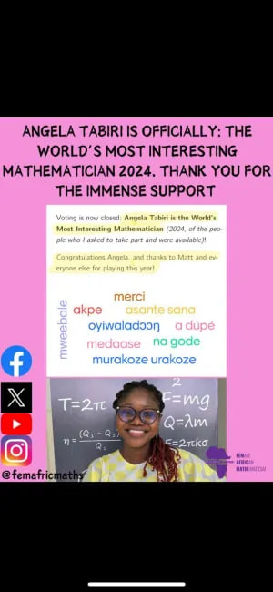 Ghana\'s Angela Tabiri wins “World’s Most Interesting Mathematician\"