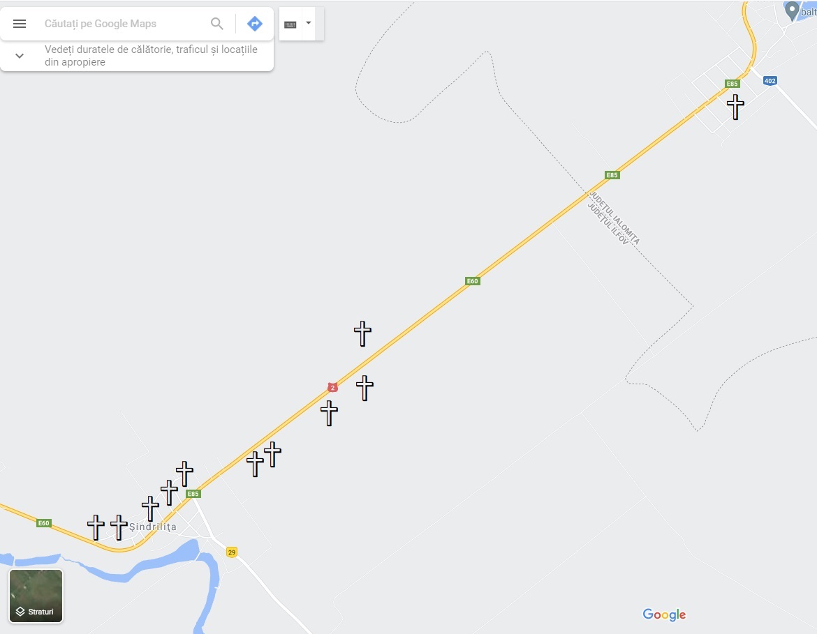 Drumul crucilor. Sunt 564 de cruci pe DN2 între București și Bacău, mai multe decât cele 550 de borne kilometrice dus-întors
