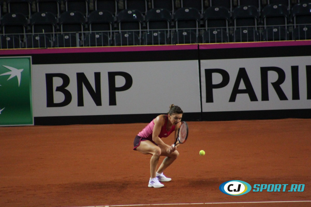 Fed Cup. Simona Halep a intrat în sală. Imagini de la primul antrenament al liderului României