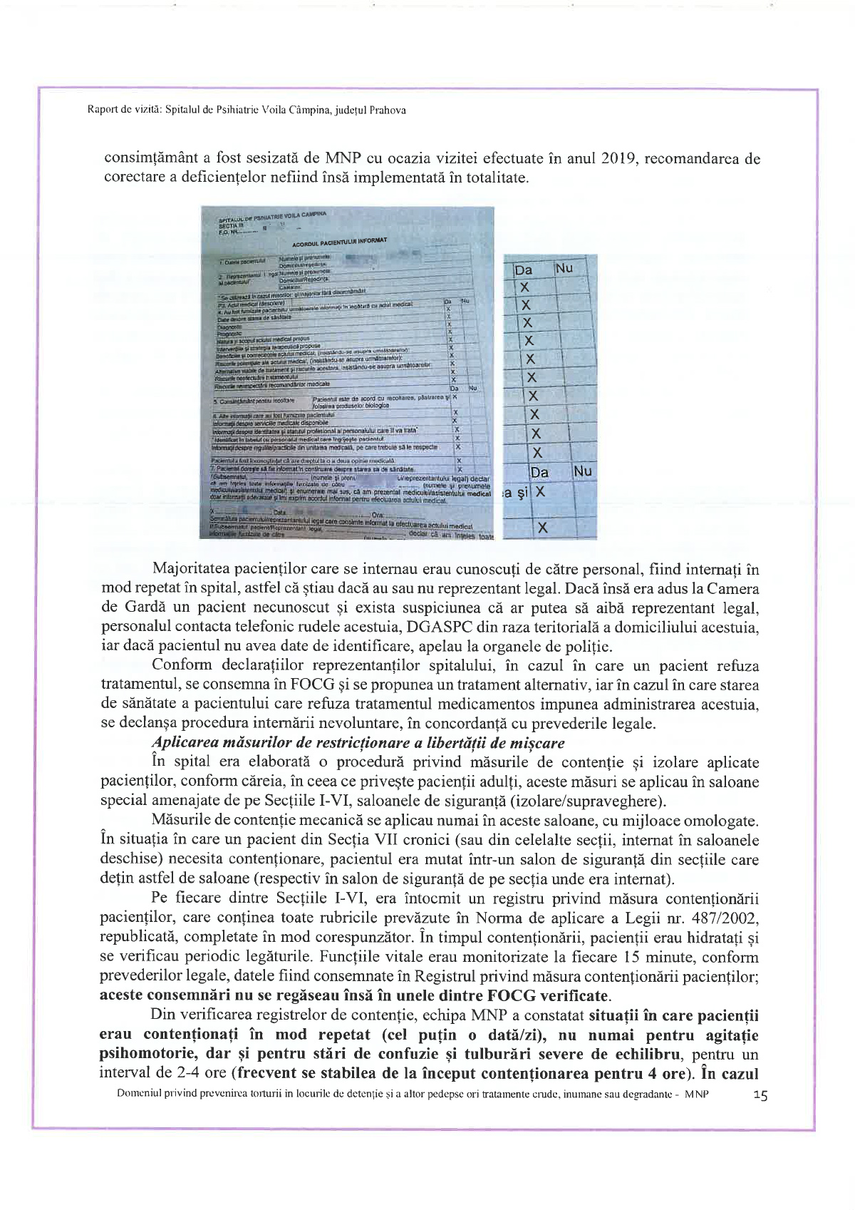 Raport al Avocatului Poporului despre Spitalul de Psihiatrie Voila: Pacienți legați cu orele, saloane folosite ca și celule de detenție, tragedia de la „Supraveghere” 