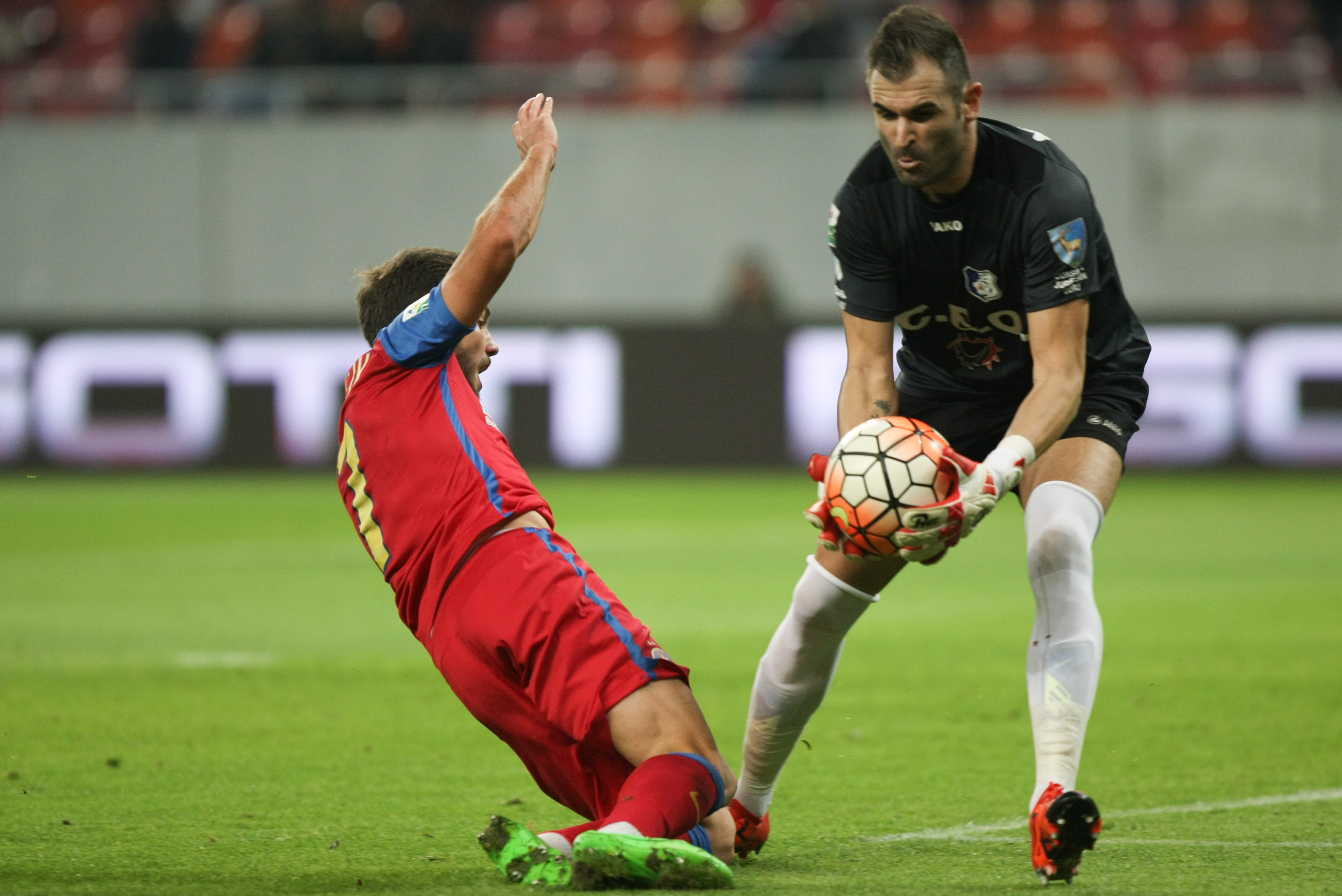 Liga I, etapa a 15-a. Steaua - Pandurii 1-1. Gorjenii au făcut legea la Bucureşti, dar au scăpat victoria printre degete. Răduţ a deschis scorul, iar Hora a trimis balonul în bară. Campioana, care şutat pe poartă de abia în minutul 66, a egalat pe final, prin Muniru / FOTO
