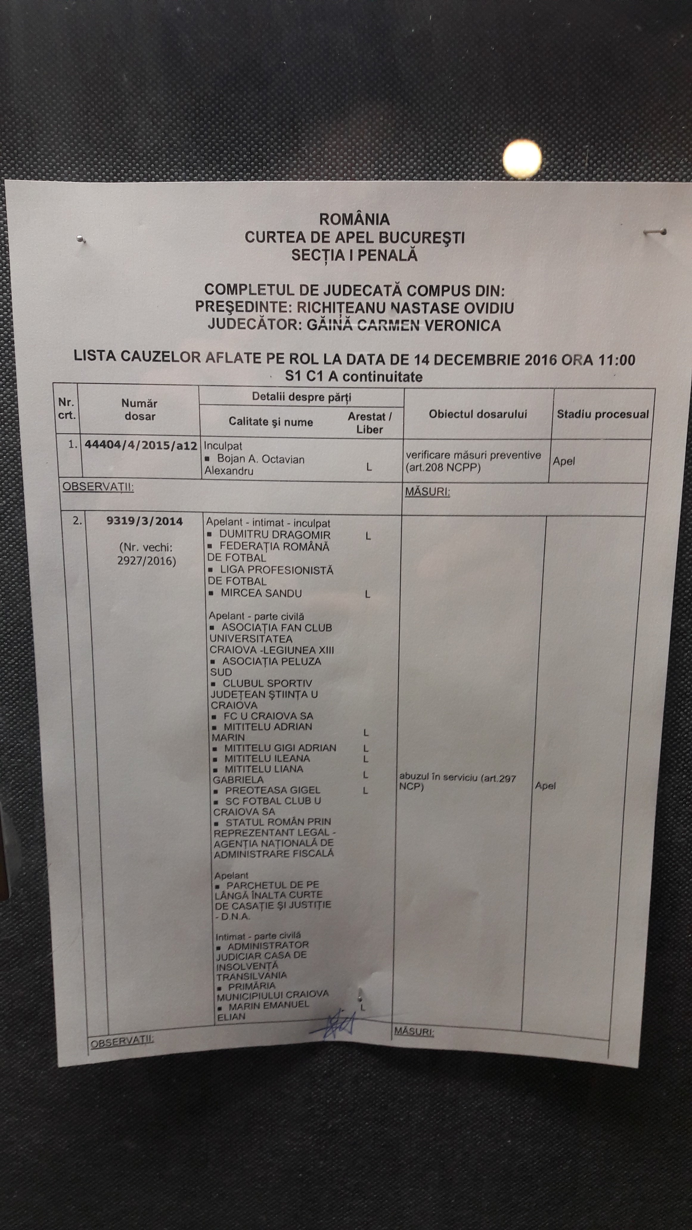 ”Dosarul Craiova” nu a adus nimic nou, la termenul de astăzi. Îi doare-n pălărie! GALERIE FOTO