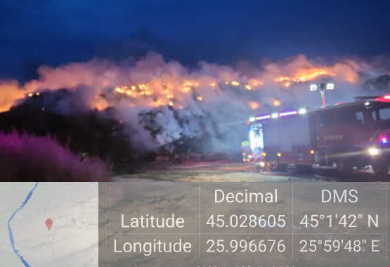 Incendiu cu degajări mari de fum, izbucnit azi-noapte la groapa de gunoi de la Boldești-Scăeni, lângă Ploiești. A fost emis mesaj RO-Alert