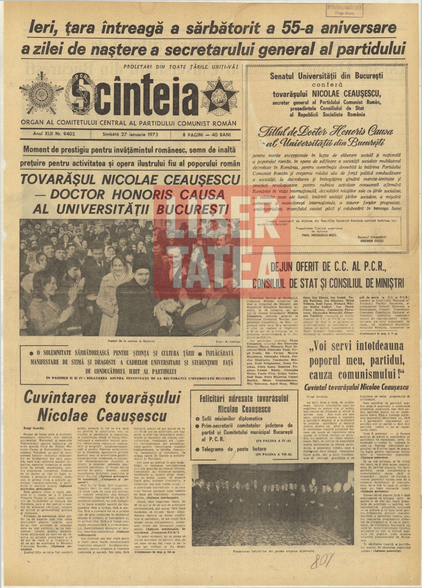 Universitatea din București a retras oficial titlul de Doctor Honoris Causa acordat lui Nicolae Ceaușescu acum 51 de ani