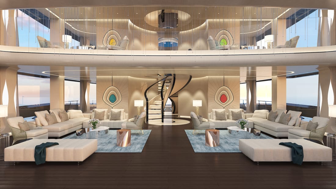 Cum arată iahtul de lux inspirat de un diamant Cartier, care are la bord o cascadă, cinema și heliport