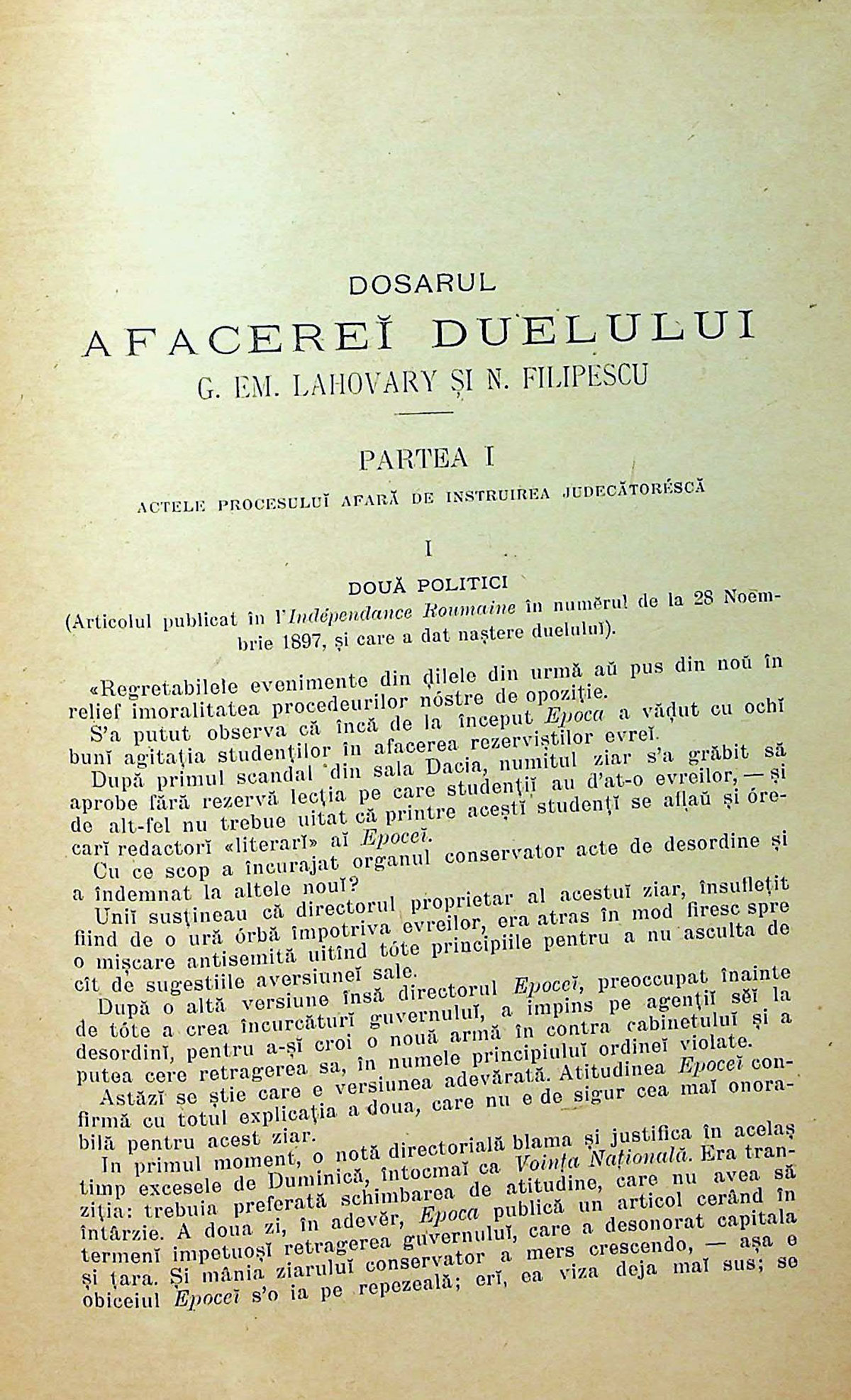 Duelul de onoare în România. Articolul care a dus la moartea unui proprietar de ziar pe splaiul Dâmboviței în urmă cu 130 de ani