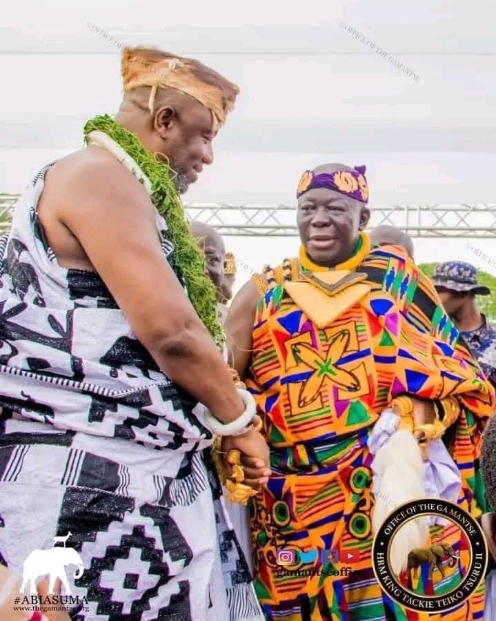 Stephen Appiah shows up at Asantehene’s historic visit to Ga Mantse in regal outfit