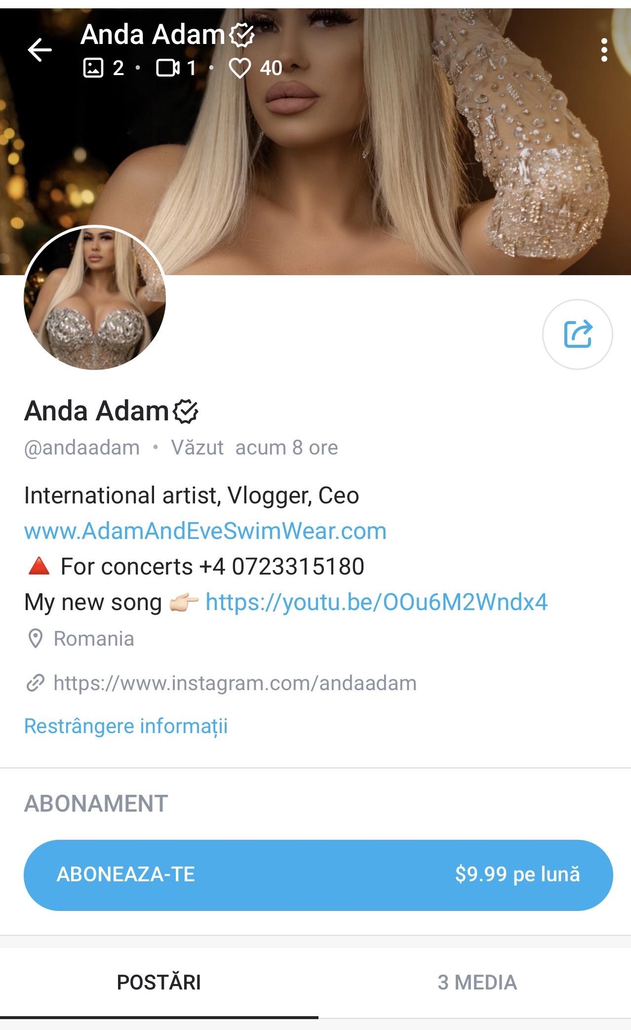 Anda Adam, decizie neașteptată. Și-a făcut cont pe o platformă pentru adulți, la fel ca Larisa Drăgulescu și Daniela Crudu