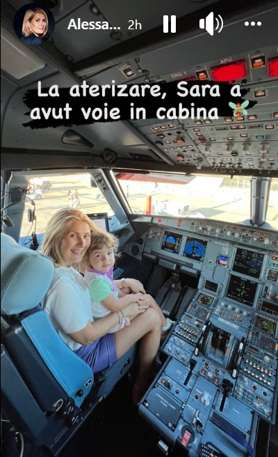Alessandra Stoicescu a zburat în Mykonos cu Mihai Sturzu, fost membru Hi-Q care a devenit pilot. Fiica ei a avut voie în cabină