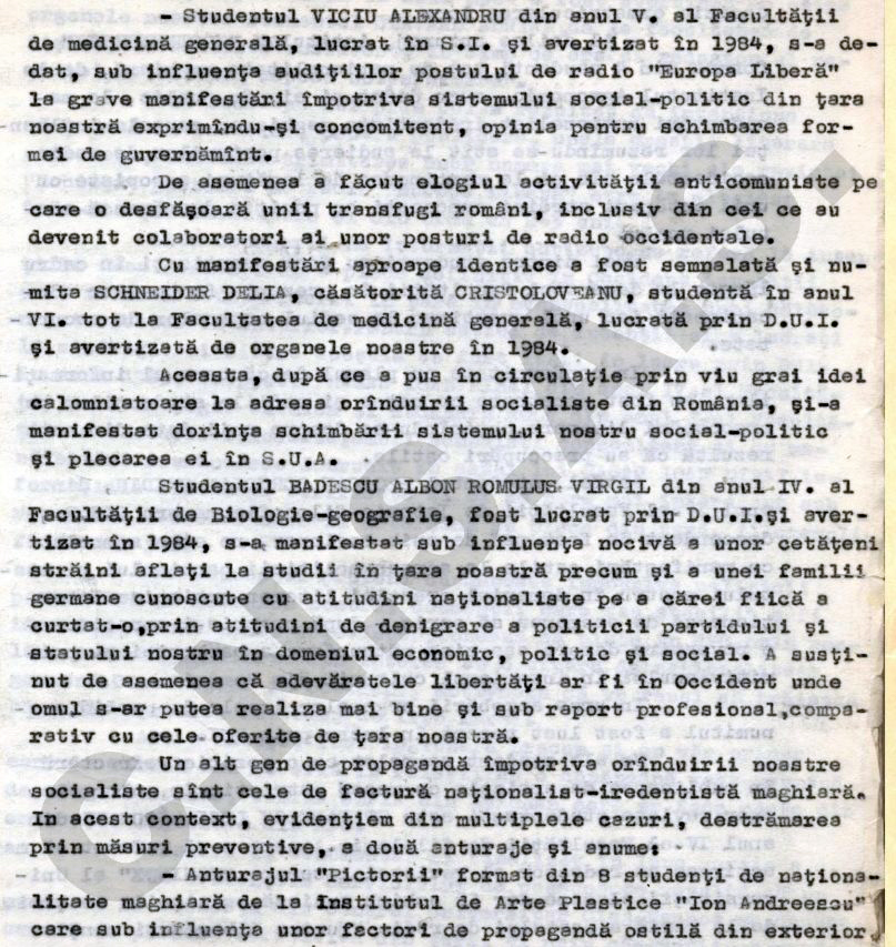 Cum îi urmărea Securitatea comunistă pe studenți. Scrisoarea ironică „interceptată” în 1985: „Untul la kilogram, smântână 3 feluri la alegere, 15 feluri de brânzeturi”