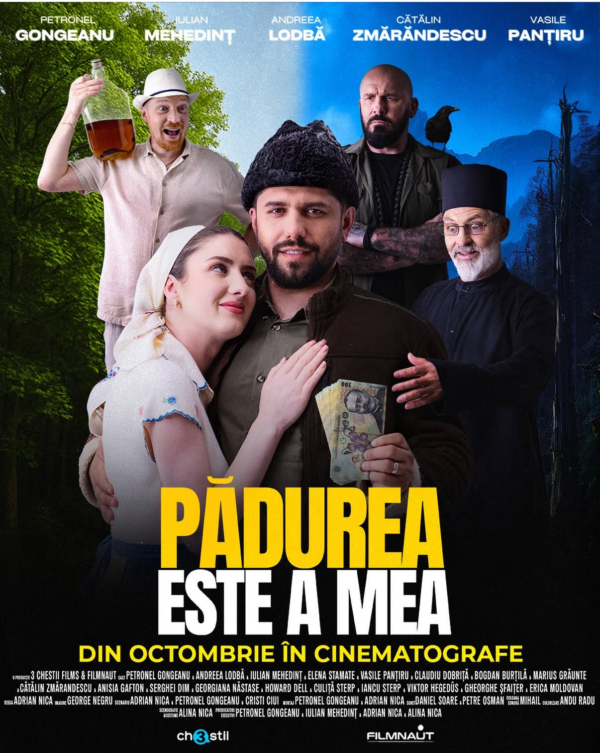 Primele imagini cu Iancu și Culiță Sterp din filmul în care joacă alături de Cătălin Zmărăndescu și Anisia Gafton: „Pădurea este a mea”
