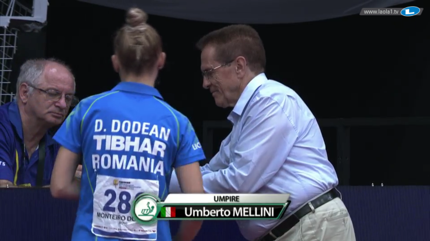 Daniela Dodean Monteiro i-a arătat cartonaș galben arbitrului. Arădeanca a făcut gestul după ce s-a calificat în optimi la CE de tenis de masă
