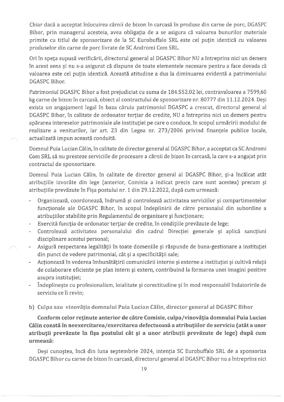 Scamatoriile șefului DGASPC Bihor, Lucian Călin Puia: a transformat bizonul donat în porc și le-a ascuns șefilor doi ani că are dosar penal