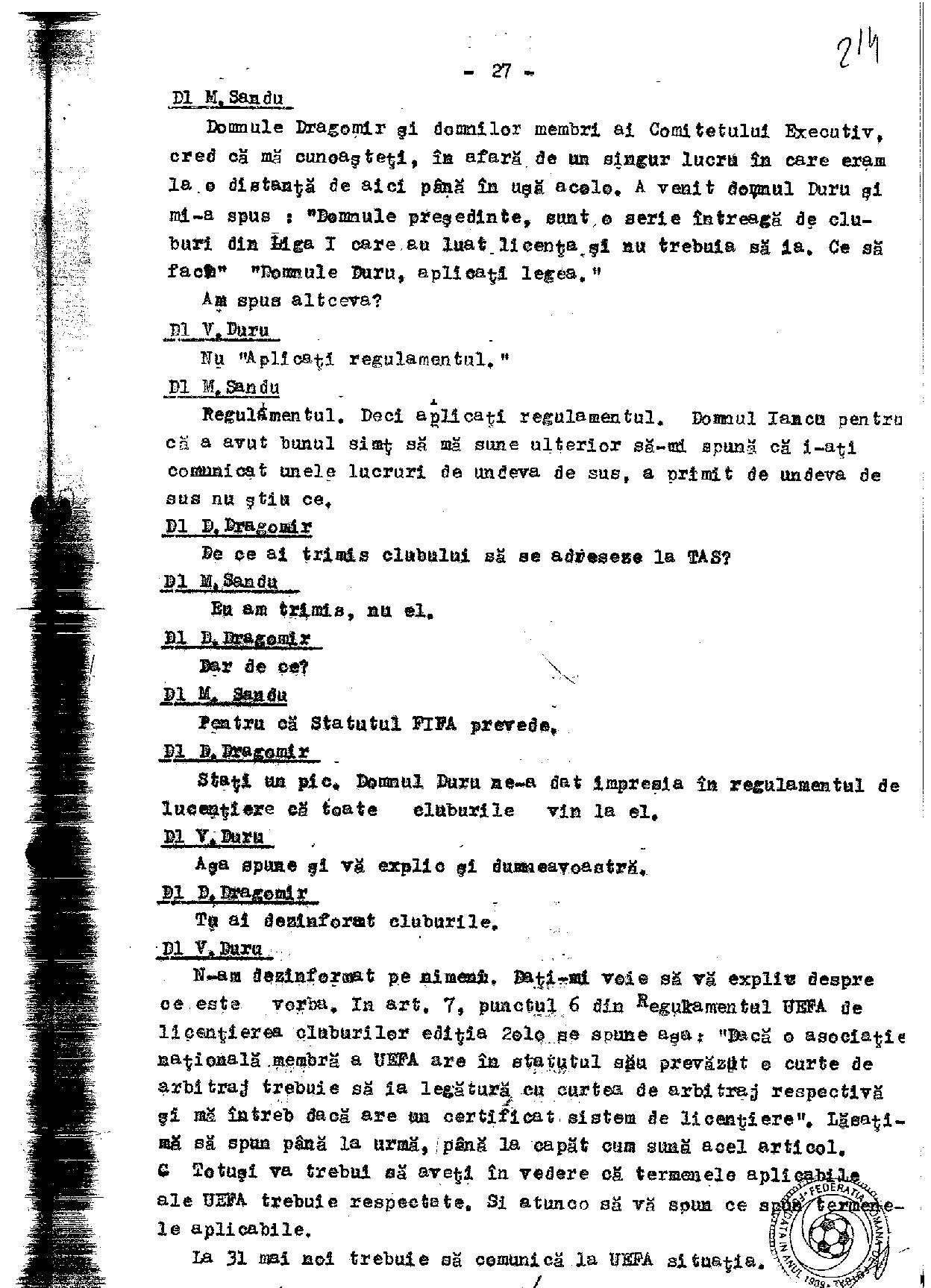 Stenogramă-bombă! Mircea Sandu l-a acuzat într-un CEx din 2011 pe un fost șef al arbitrilor că joacă la pariuri. Reacția celui vizat / EXCLUSIV