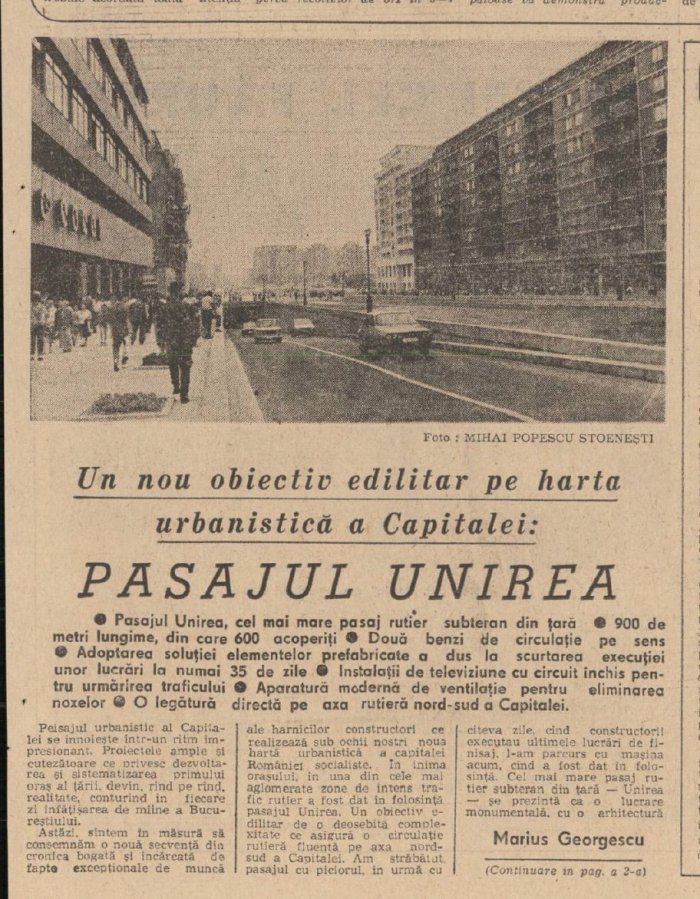 Prefectul Capitalei a convocat Comitetul pentru Situaţii de Urgenţă pentru planşeul Unirii. Lucrările depind de un aviz al PMB