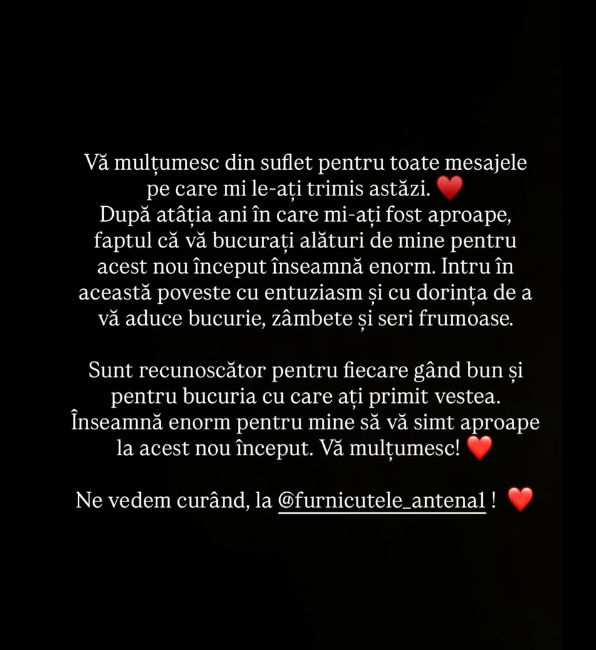 Primul mesaj transmis de Cătălin Măruță în social media, după ce s-a anunțat că îi va lua locul lui Denise Rifai la Antena 1