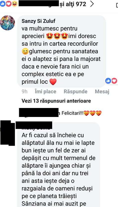 Cum le-a răspuns Sânziana Buruiană celor care au criticat-o că își alăptează încă fetița la 3 ani