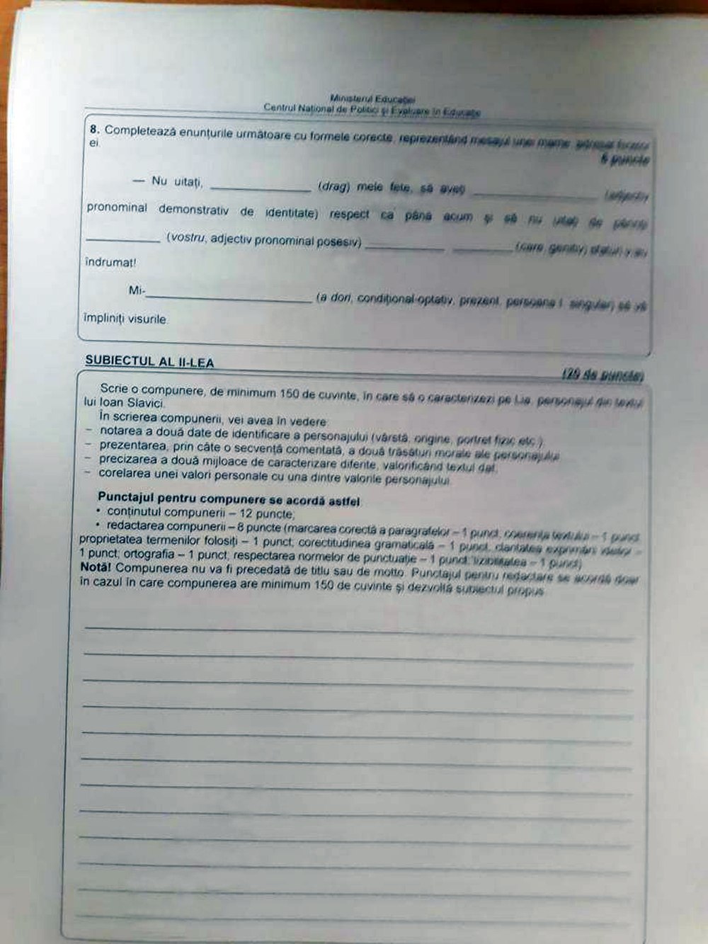Subiectele la Română la Evaluarea Națională 2024. Cerințele pe care le-au avut de rezolvat absolvenții de clasa a VIII-a