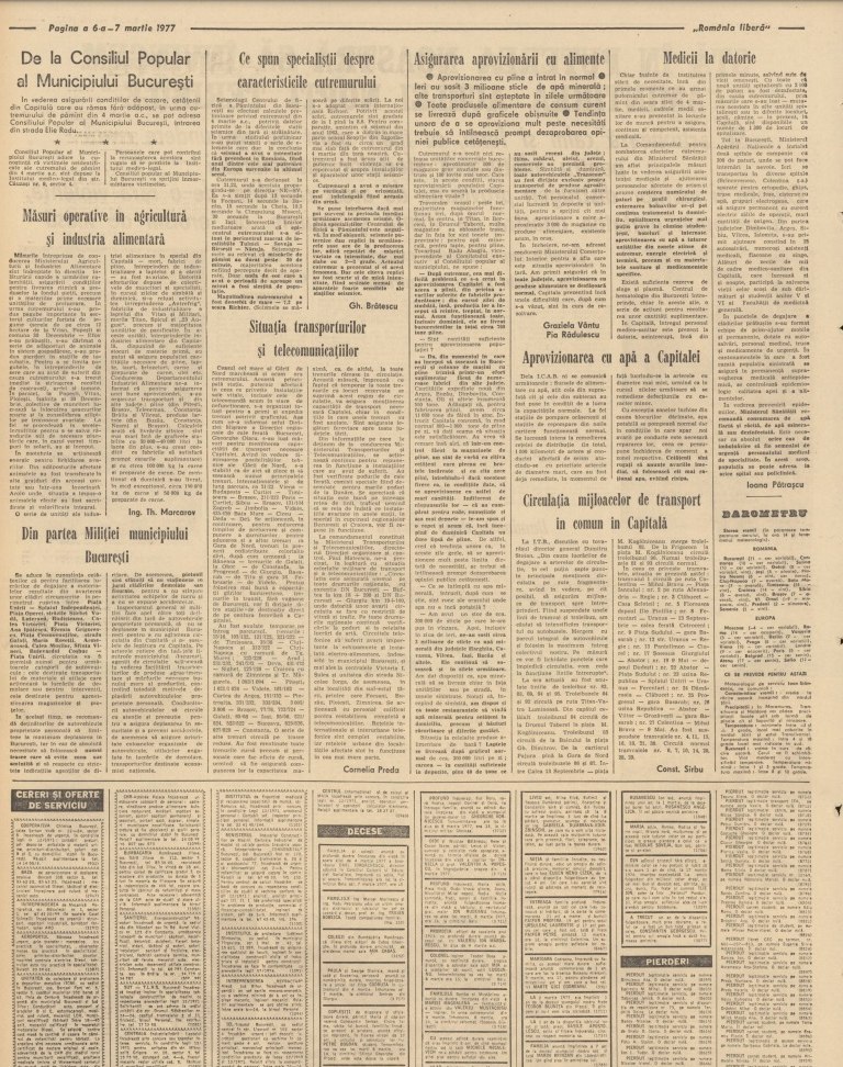 47 de ani de la cutremurul din 1977. Ce scria presa vremii despre cel mai distructiv seism de pe teritoriul României