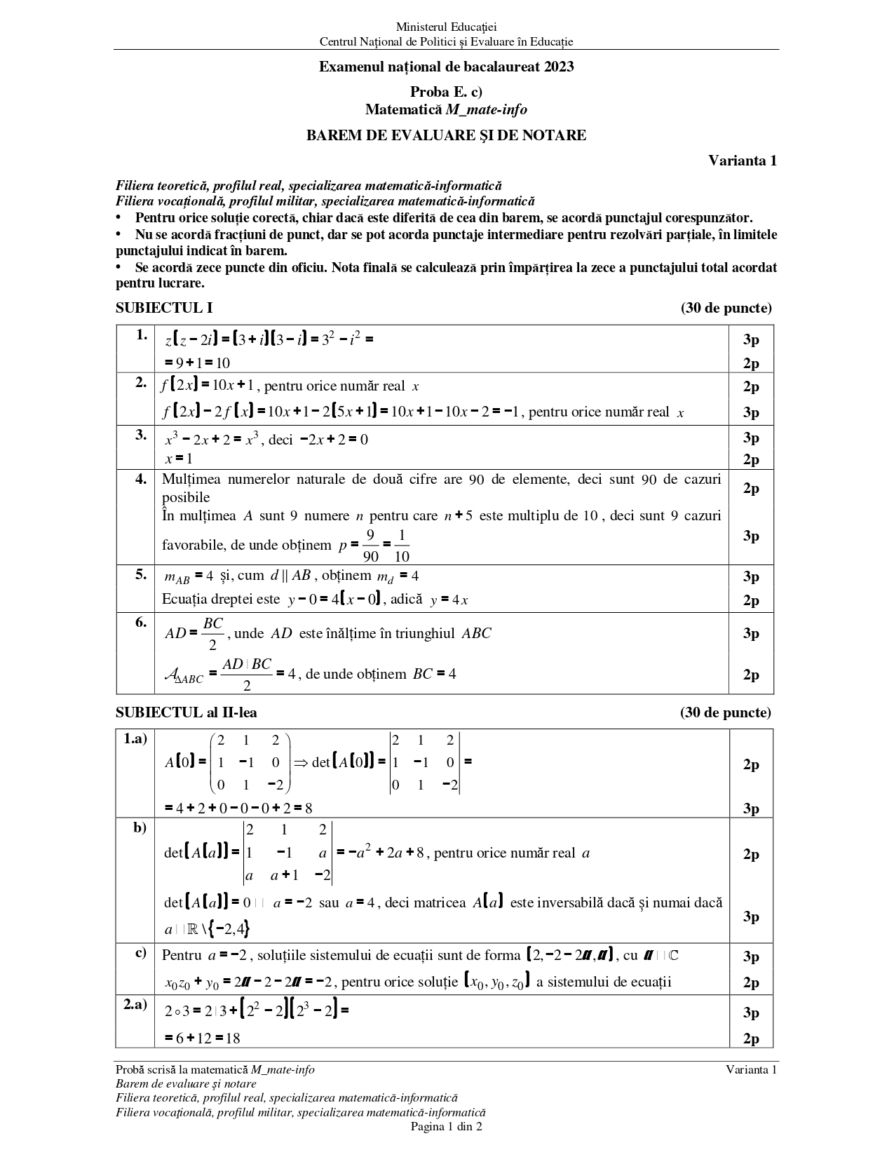 Baremul de corectare la matematică pentru Bacalaureat 2023 a fost publicat de Ministerul Educației