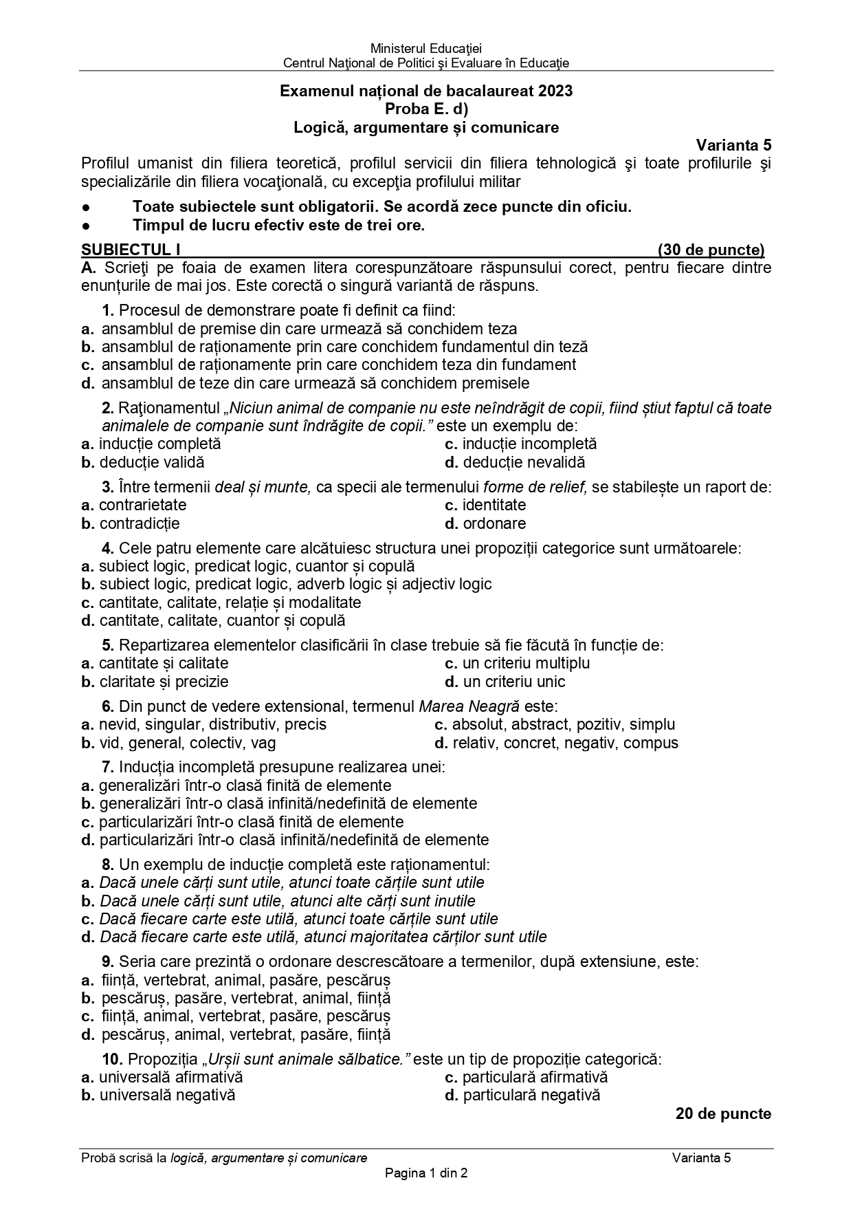 Subiecte logică BAC 2023. Ce au avut de rezolvat elevii care au ales să dea Bacul la această materie