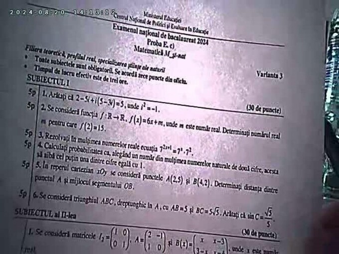 Subiecte Matematică BAC 2024, sesiunea de toamnă. Ce le-a picat elevilor la proba obligatorie a profilului la Bacalaureat