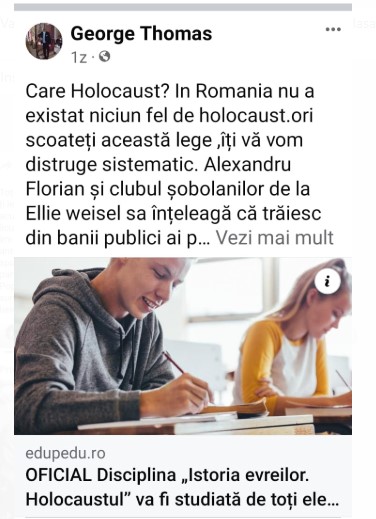 Antisemitism feroce, rămas nesancționat. Autoritățile române n-au reușit să-l identifice pe autorul unor postări prin care evreii sunt numiți „cancerul lumii”