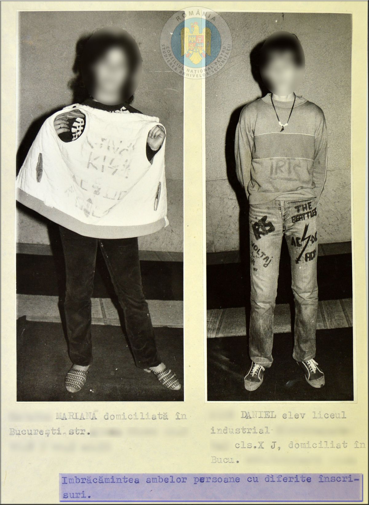 „Să nu uităm nicicând să preţuim libertatea!” Fotografii de colecție publicate de CNSAS cu tineri reținuți în anii ’80 din cauza hainelor cu formațiile preferate