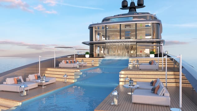 Cum arată iahtul de lux inspirat de un diamant Cartier, care are la bord o cascadă, cinema și heliport