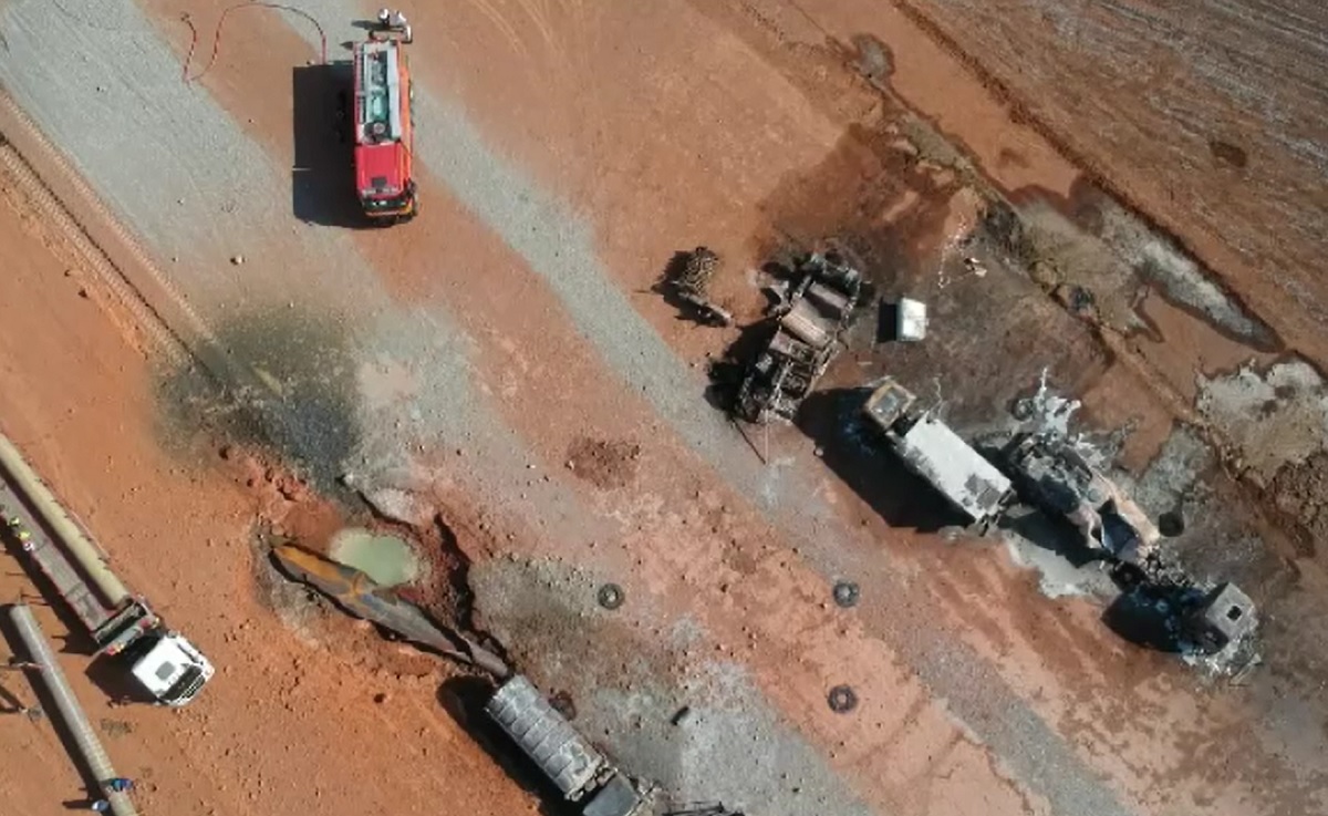 Imagini din dronă cu locul unde a avut loc explozia de pe șantierul Autostrăzii Moldovei